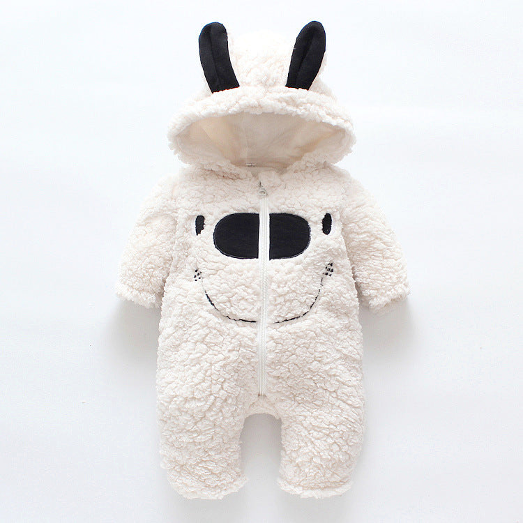 Baby Thickened Bear Hooded Romper for Winter – Roots & Rattles