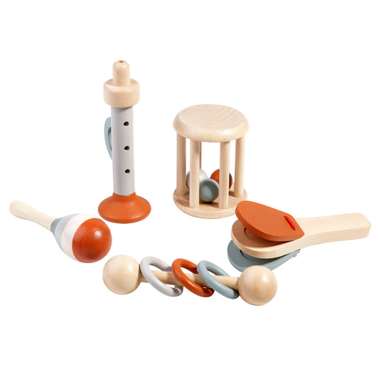 Early Education Wooden Baby Rattle Toy