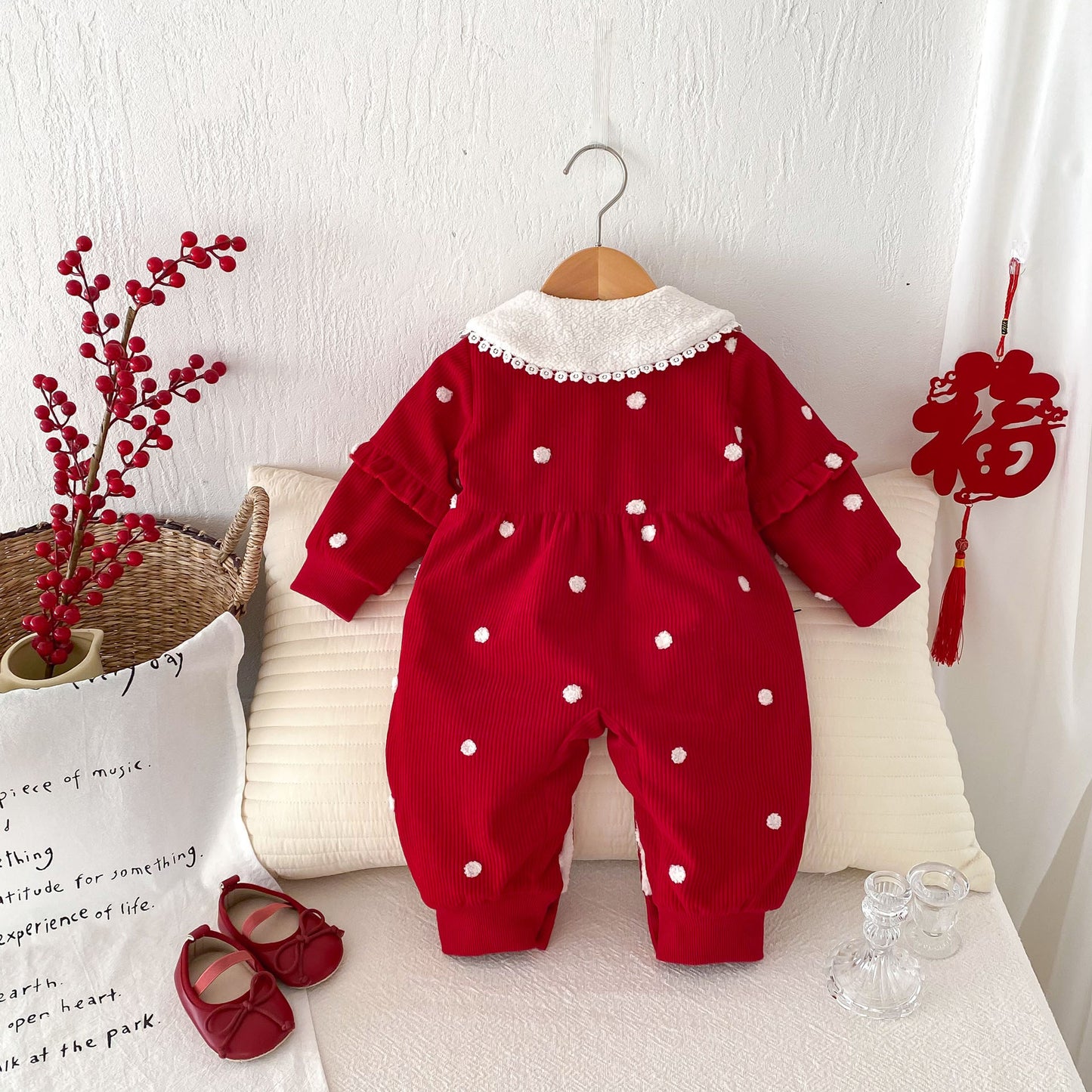 Cute Warm Red Polka Dot Baby Winter Jumpsuit – Roots & Rattles