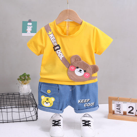 Fashion Cartoon Short-sleeved Shoulder Bag Suit
