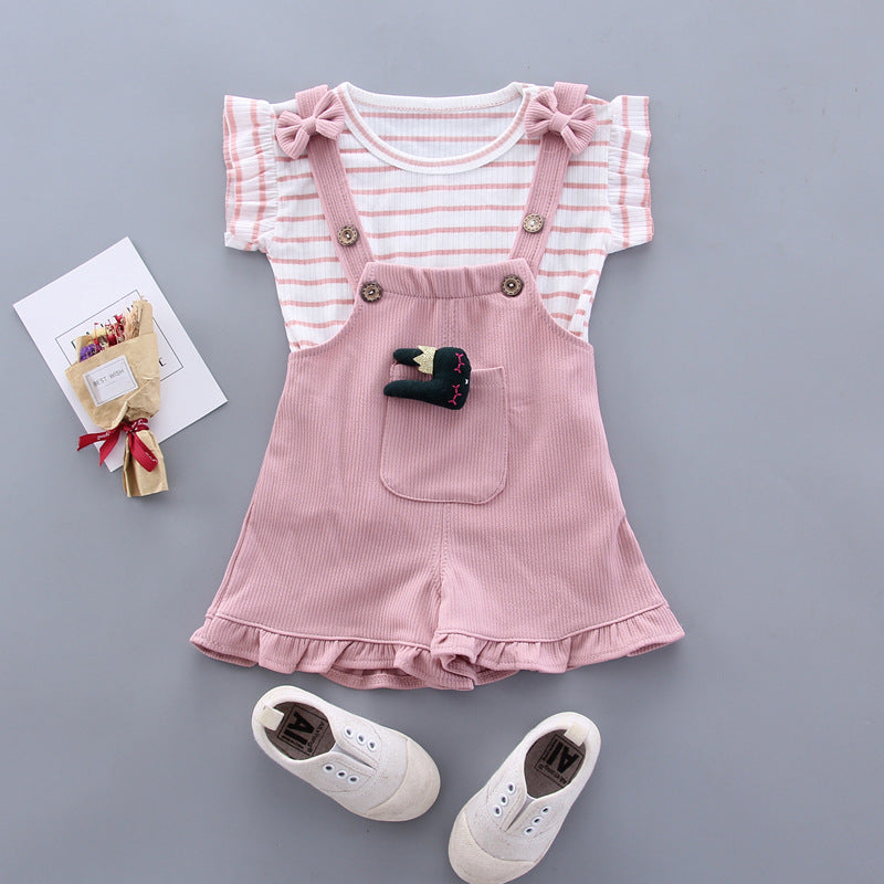 Fashion Cartoon Short-sleeved Shoulder Bag Suit