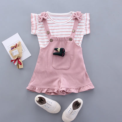 Fashion Cartoon Short-sleeved Shoulder Bag Suit