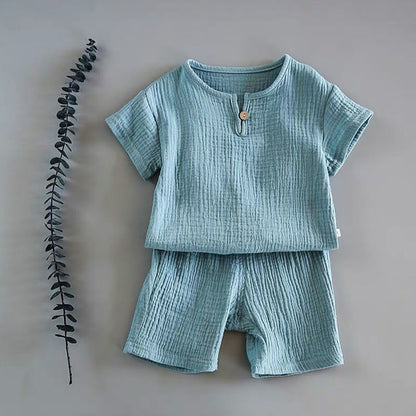 2 Pc Short-sleeved Pure Cotton Baby Suit