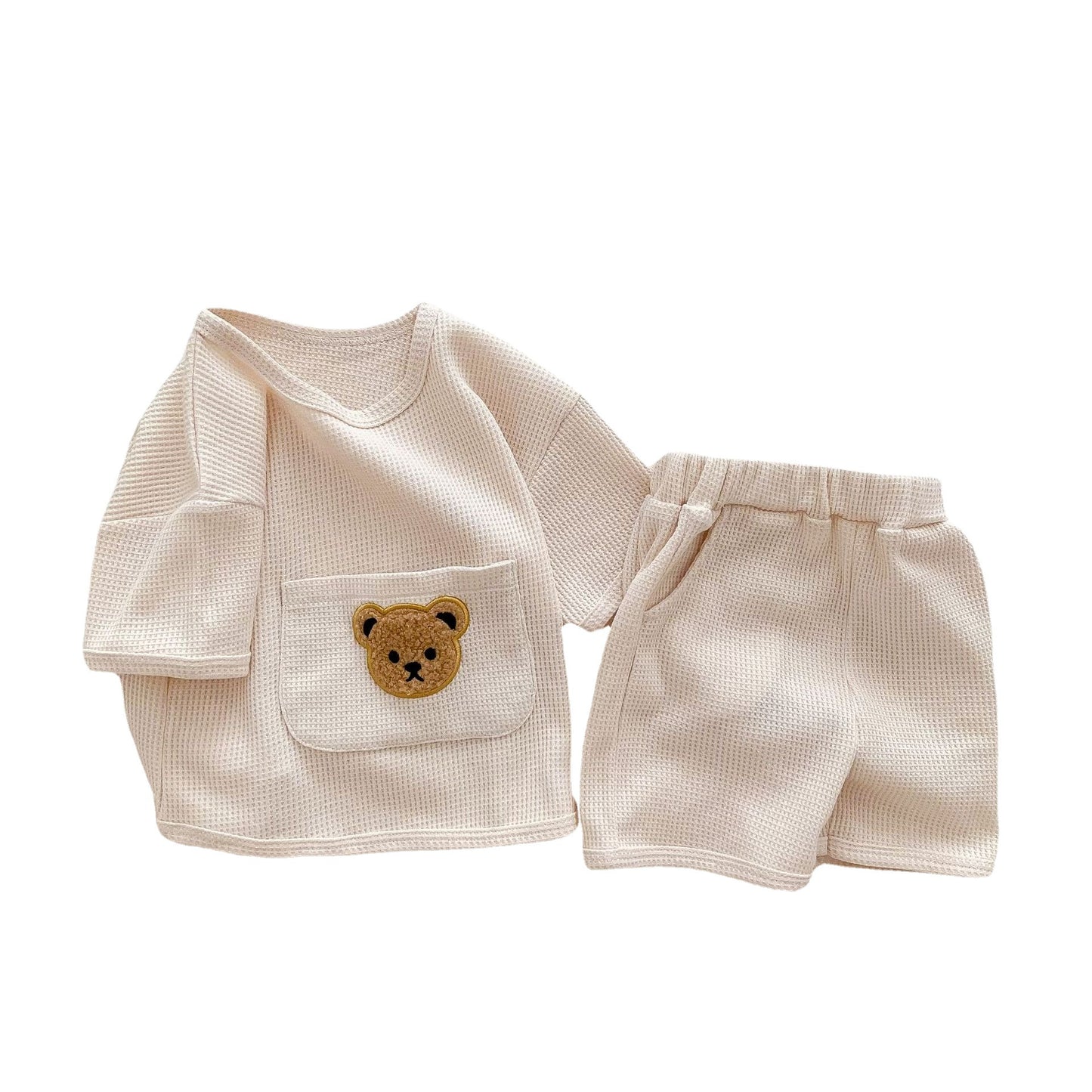 Summer Two-Piece Waffle Baby Suit