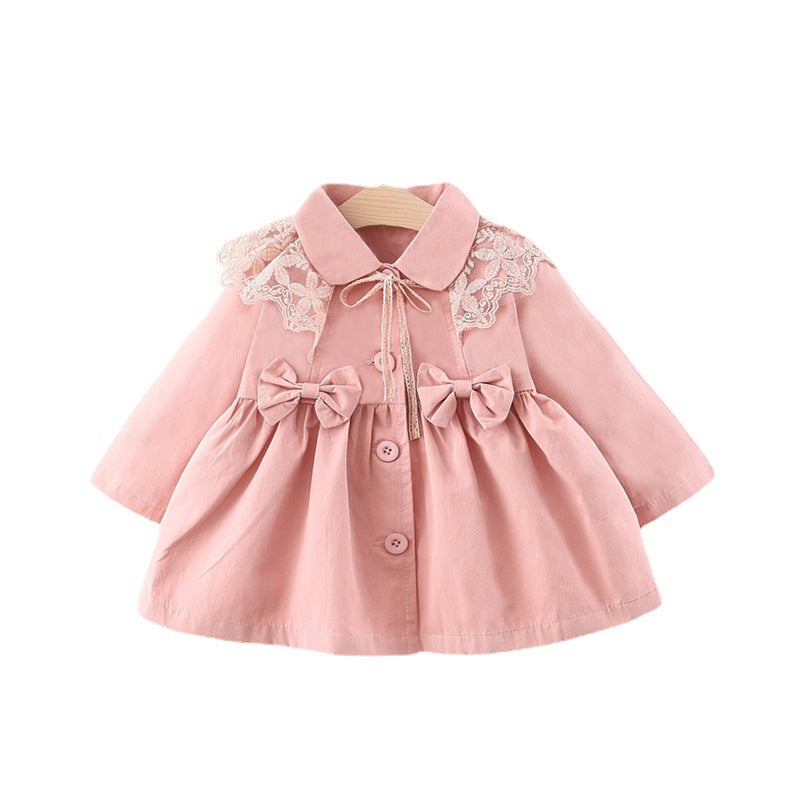 Baby Girls Floral Ruffled Edge Flip Collar Coat – Roots & Rattles