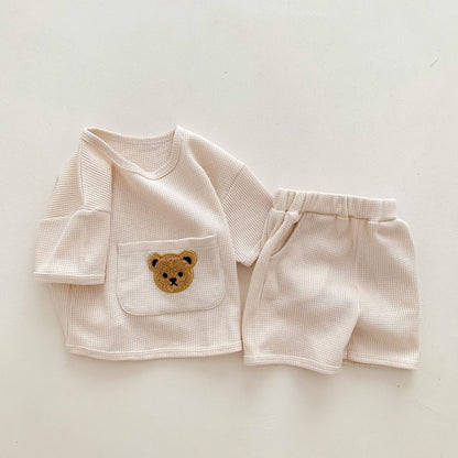 Summer Two-Piece Waffle Baby Suit