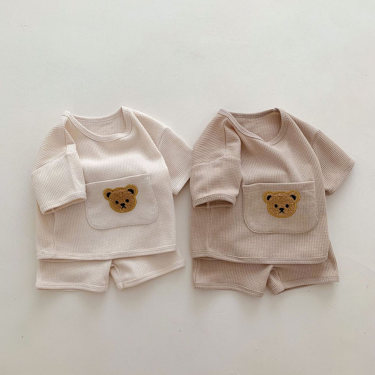 Summer Two-Piece Waffle Baby Suit