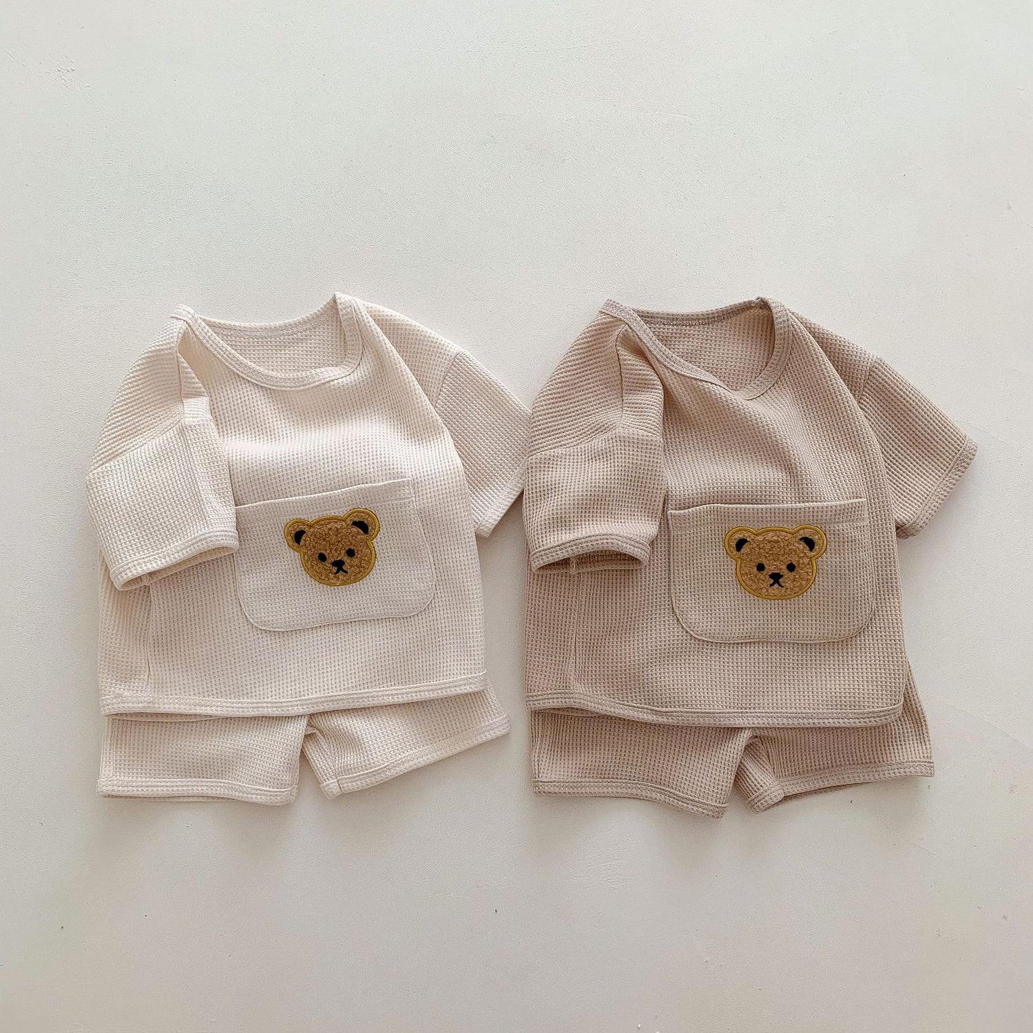 Summer Two-Piece Waffle Baby Suit