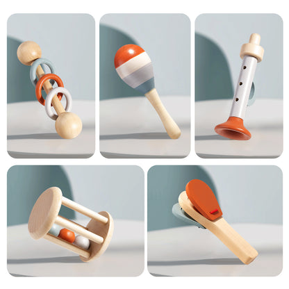Early Education Wooden Baby Rattle Toy