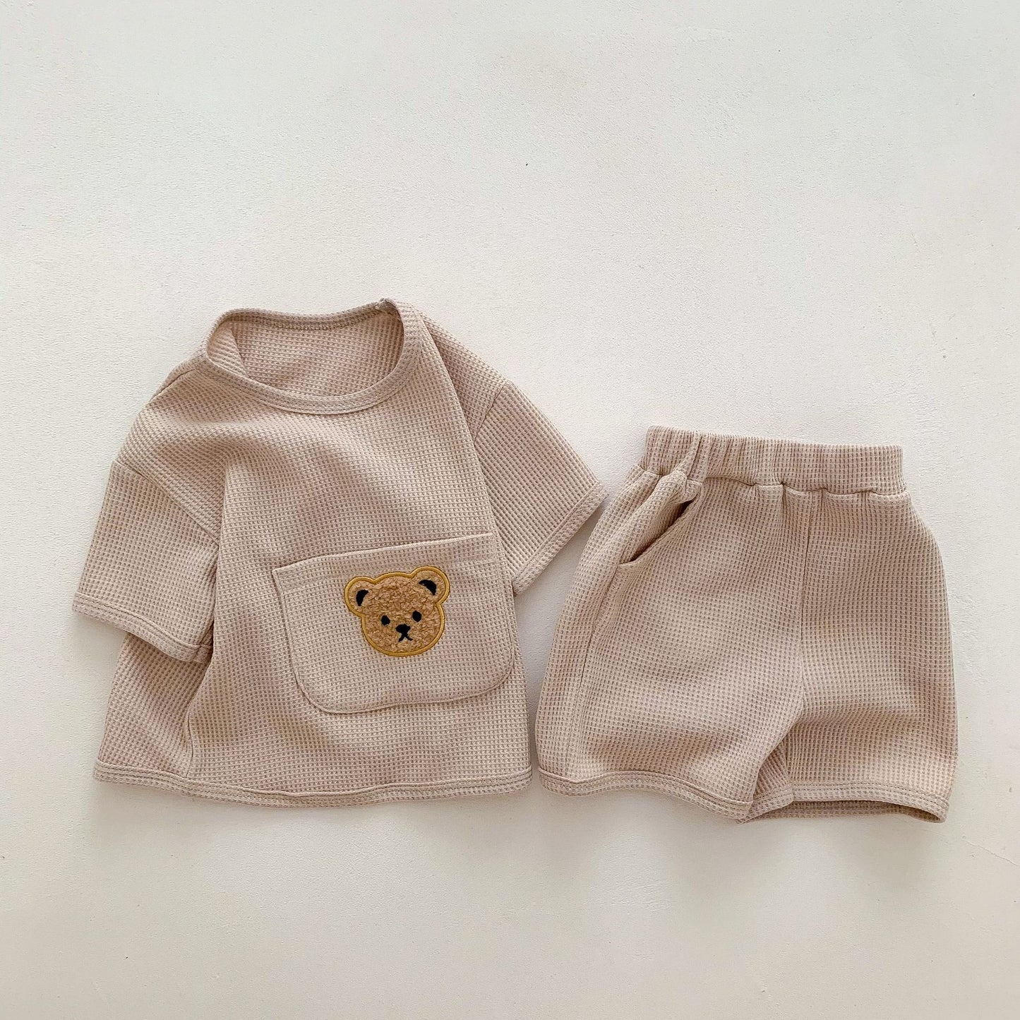 Summer Two-Piece Waffle Baby Suit