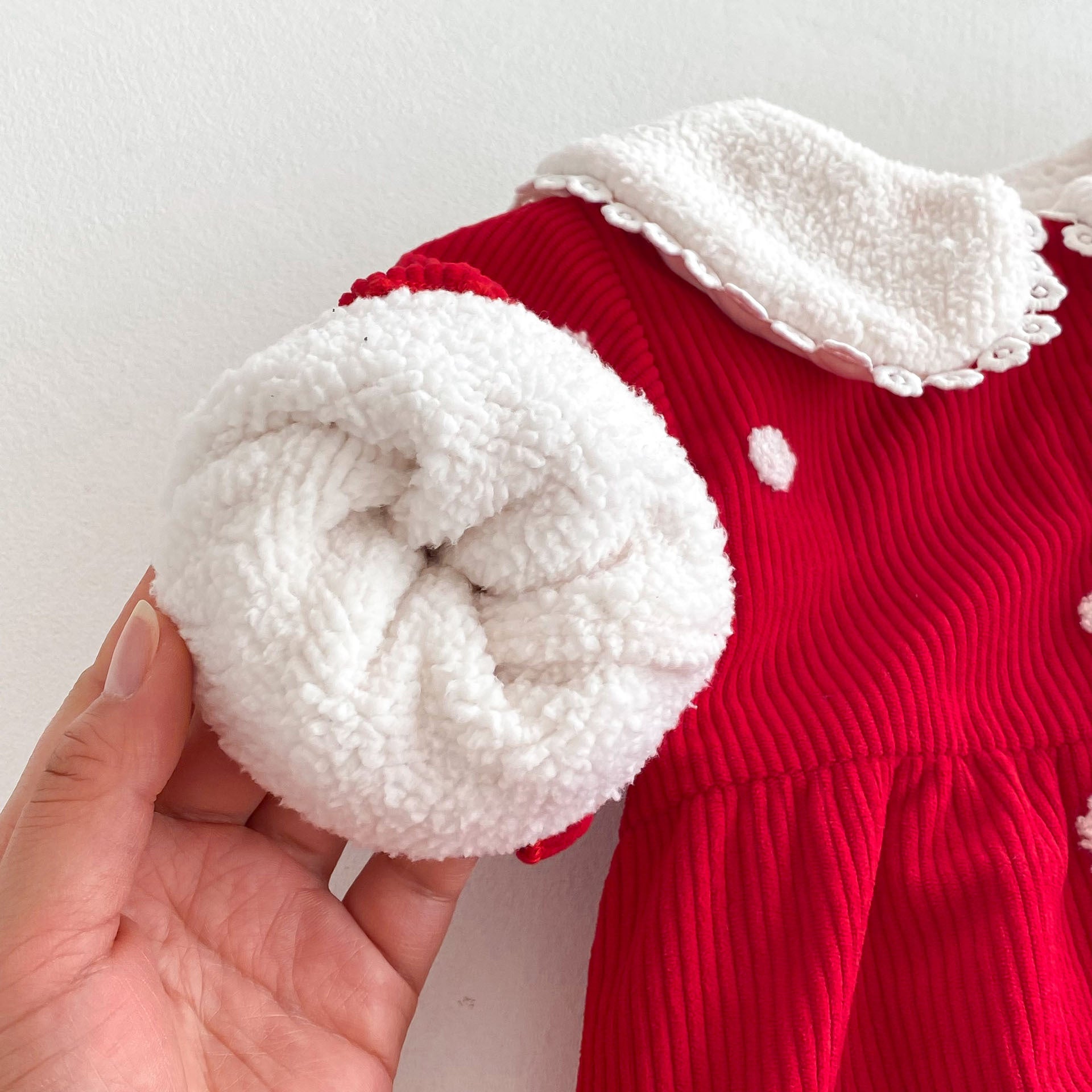 Thick Fleece-Lined Red Polka Dot Jumpsuit for Babies – Roots & Rattles