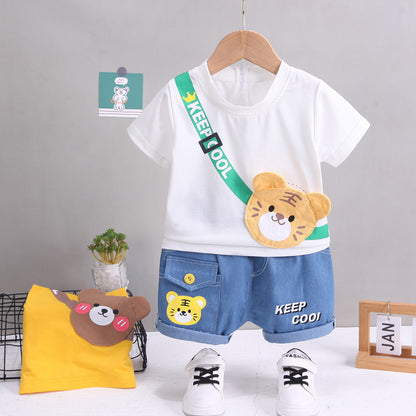 Fashion Cartoon Short-sleeved Shoulder Bag Suit